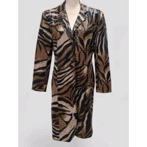 Selene Sport Womens M Croc Faux Leather Midi Jacket Trench Coat Shiny Mob Wife